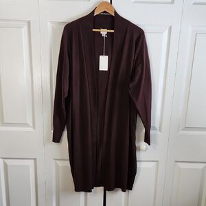 a new day Dark Brown Knit Longline Cardigan Sweater Size XXL Lightweight Neutral
